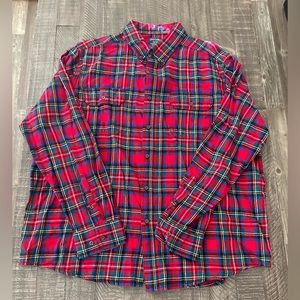 Faded Glory Red Plaid Button Down